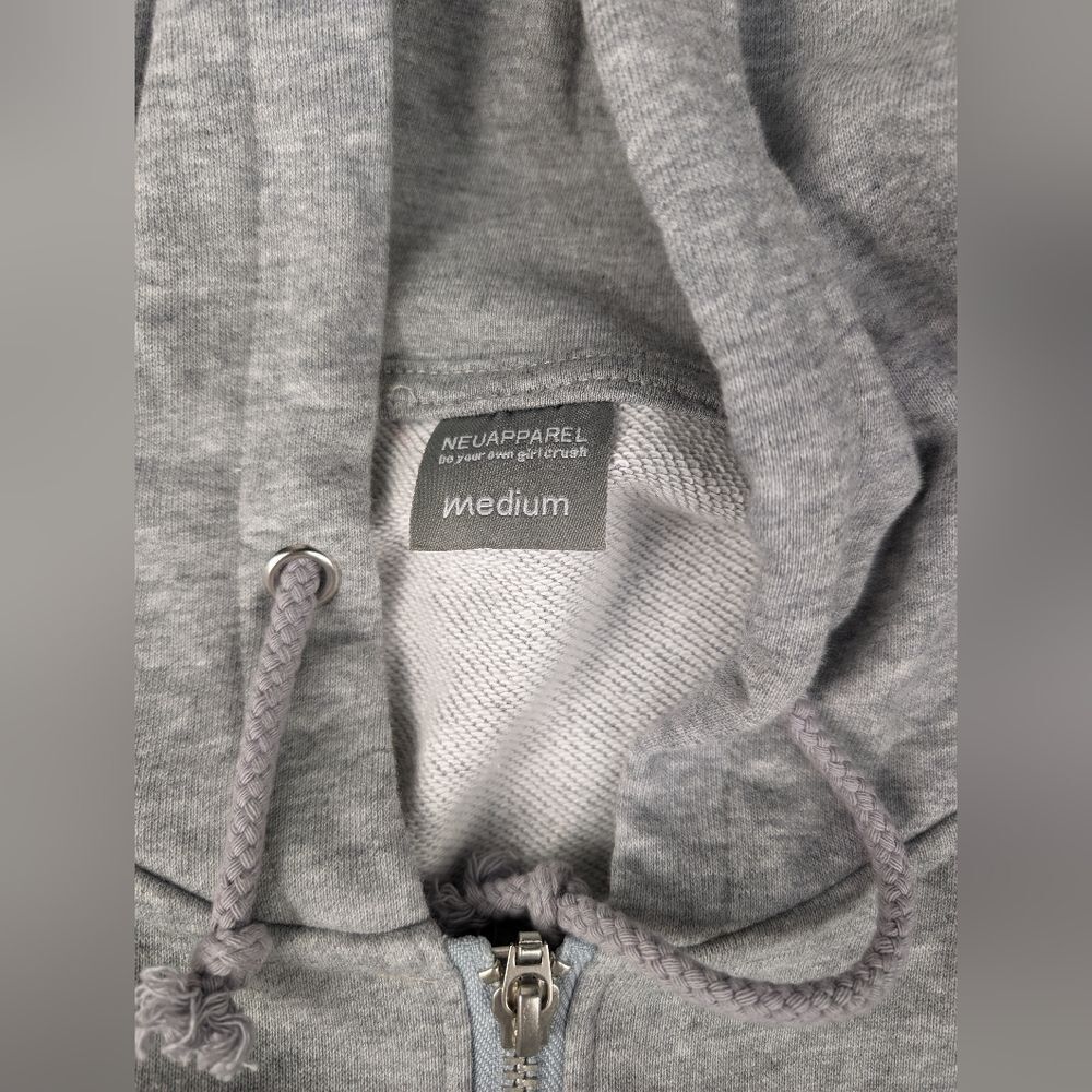 Cropped NEU Neuapparel Hoodie Sweatshirt Grey Women's Medium Long Sleeve - Picture 8 of 8